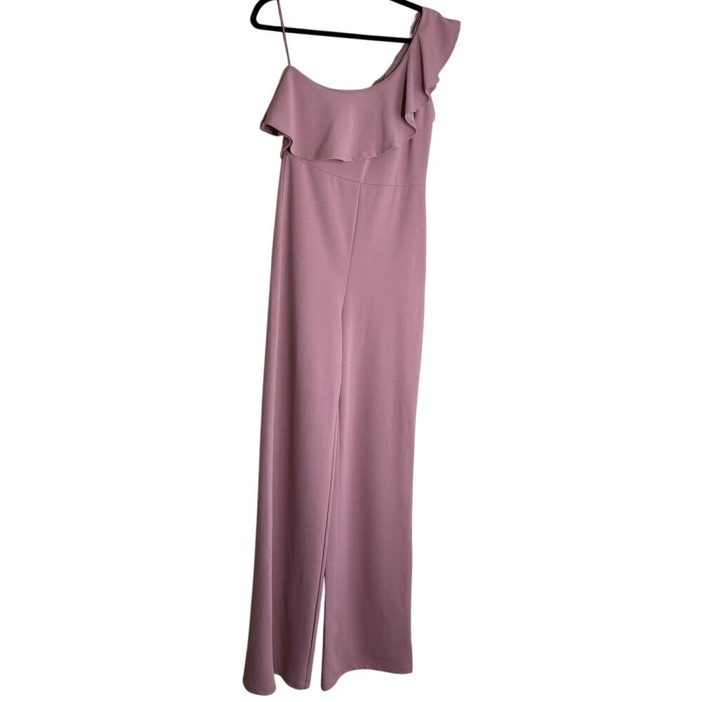 Altar'd State Embry One Shoulder Jumpsuit Womens Small Pink Ruffle Stretch Party